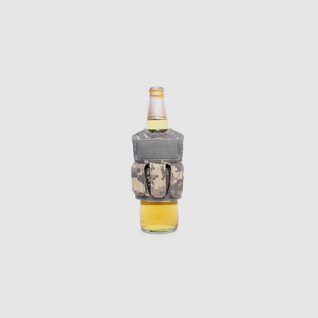 Mini Tactical Schutzweste mit Fronttaschen für Bierflasche / Wein / Thermosflasche - Digital ACU