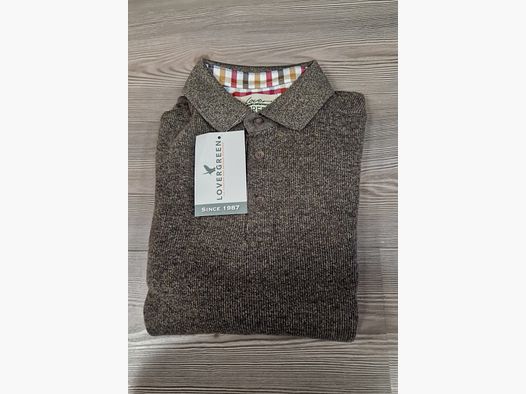LOVERGREEN SWEAT MIT KNOPFKRAGEN BRAUN MELIERT