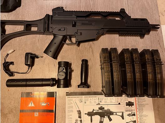 H&K G36C AEG 0.5J Starter Set, 6 magazines, 3800 BBs, mask