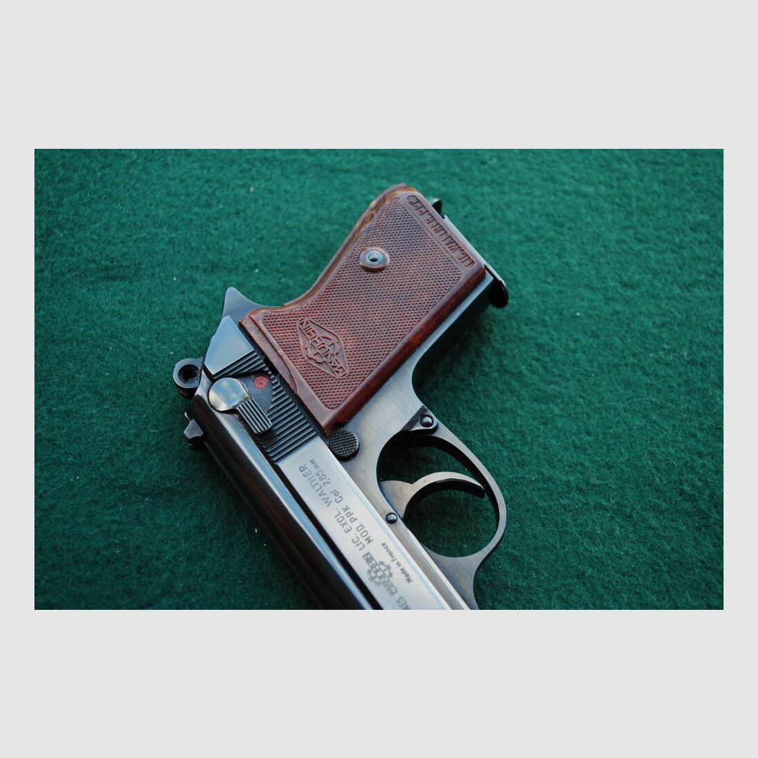 Walther PPK von Manuhrin, Stahlgriffstück, OVP mit Schussbild