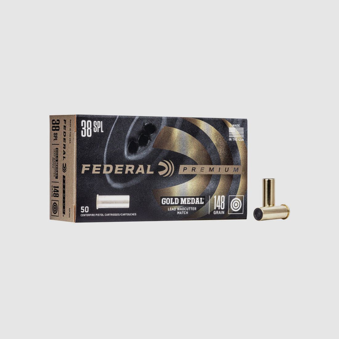 Federal Premium Gold Medal .38 Special 148GR Lead WC 50 cartouches