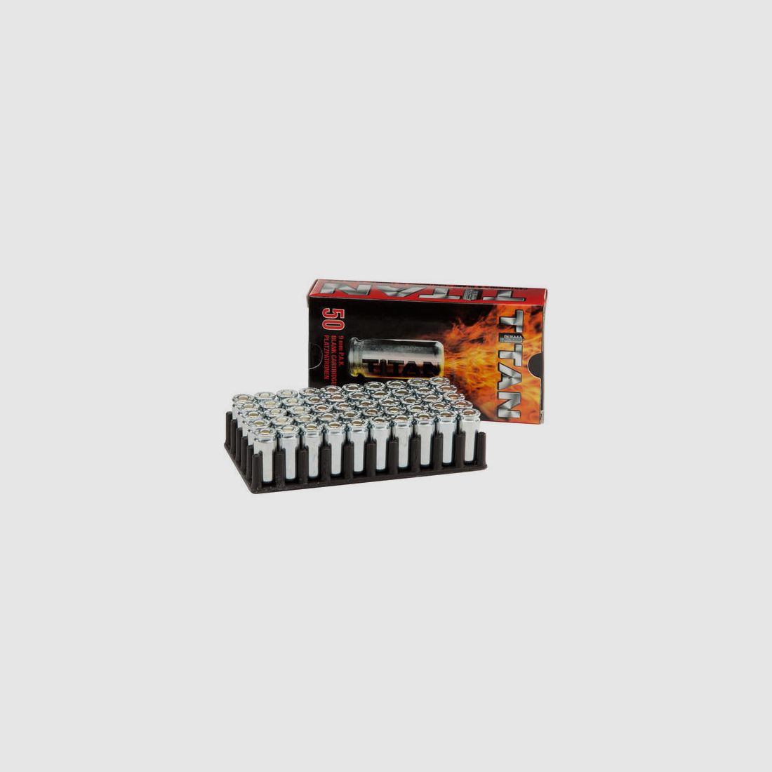 Parfaites cartouches à blanc Titan 9mm P.A.K. 50 pièces