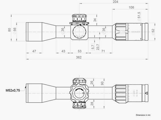 KAHLES ZF m. Leuchtabsehen (1. BE) 3,5-28x50i K328i REFINED Abs. SKMR+|36mm|CCW|li|10MIL