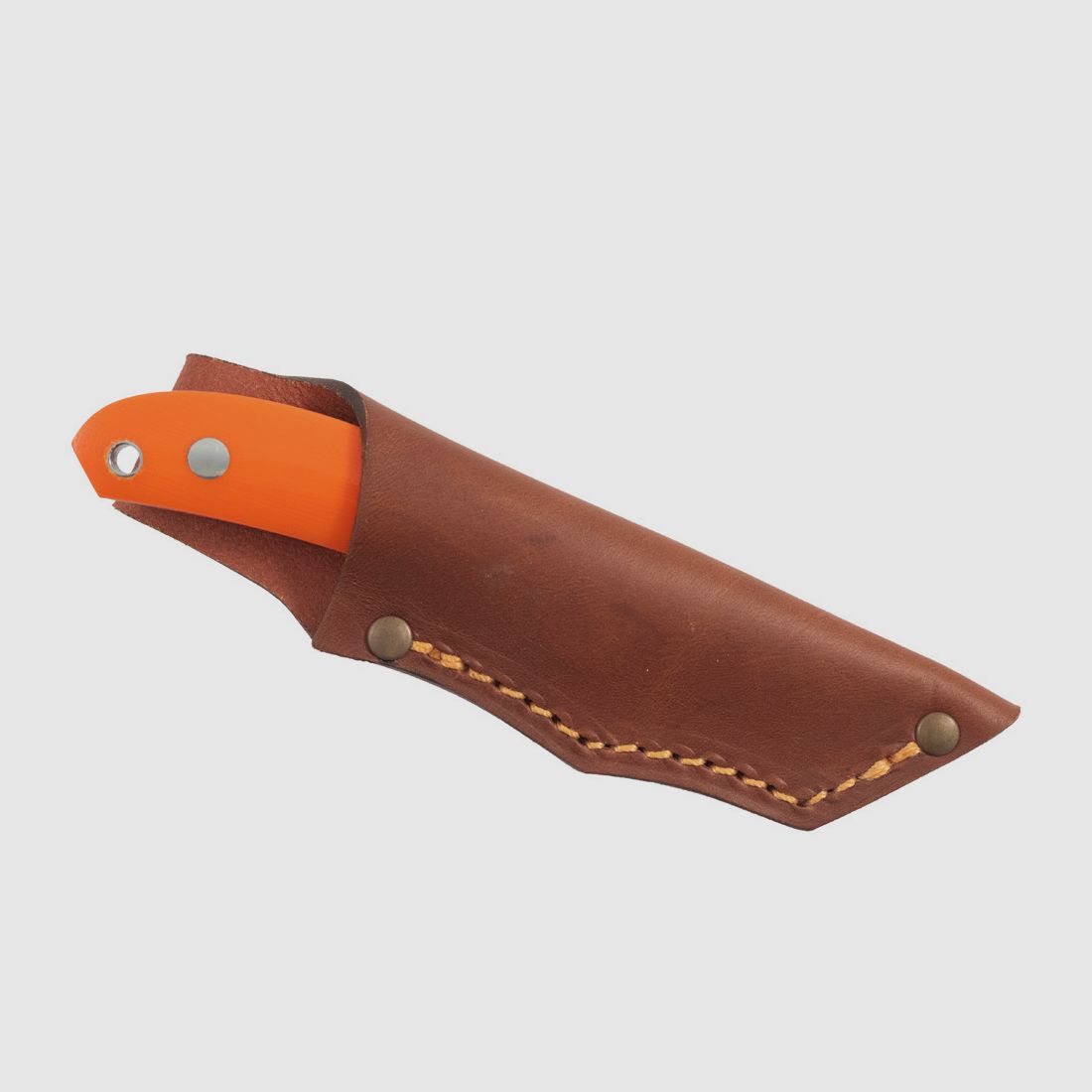 Casström Safari Mini Hunter, Pomarańczowy G10, Skórzana pochwa