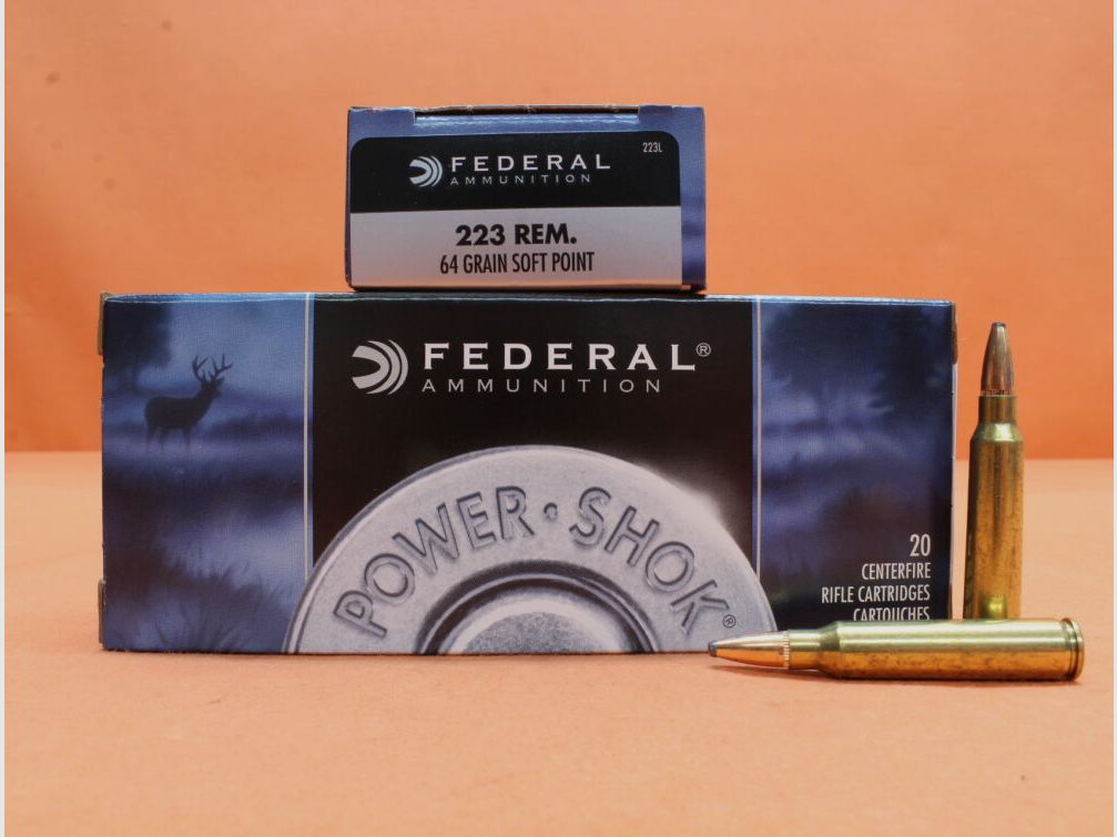 Patrones Federales .223Rem Federal 64grs SP (223L) VE 20 cartuchos "Power Shok"/ 4,15g punta semiblindada