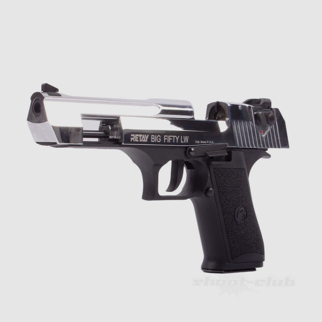 Retay	 Big Fifty LW Schreckschusspist 9mmP.A.K Hochglanz-Chromfinish