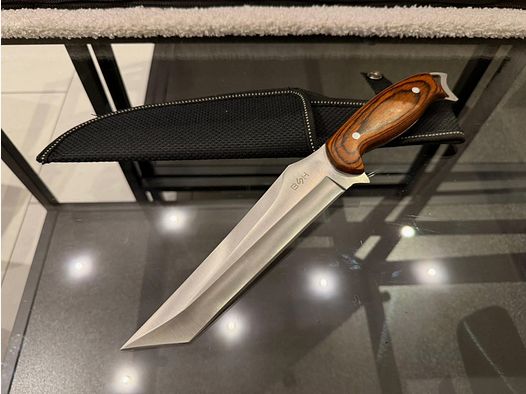 Couteau de plein air/collectionneur avec lame tanto et poignée en bois Pakkaholz – y compris étui