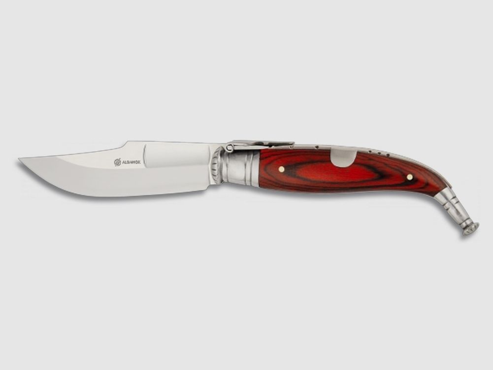 pequeño cuchillo de bolsillo navaja española 5cm hoja madera de Stamnia roja