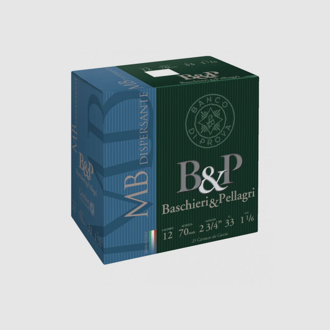 PACKUNG MIT 25 PATRONEN B&P MB DISPERGIEREND KALIBER 12 - 33G - PB 8