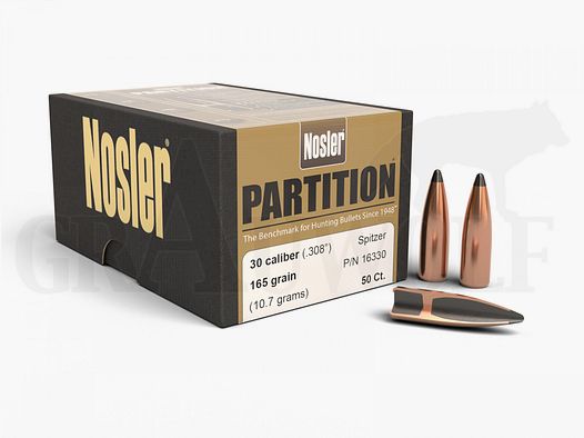 .308 / 7,62 mm 165 gr / 10,7 g Nosler Partition Balas 50 piezas