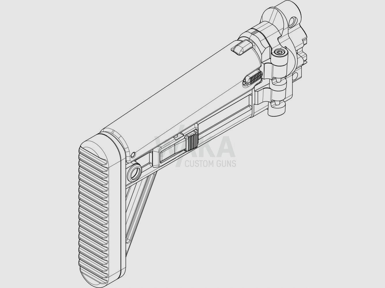 B&T MBT Schacht voor HK MP5k/SP5k, lengte-, hoogteverstelbaar en opvouwbaar
