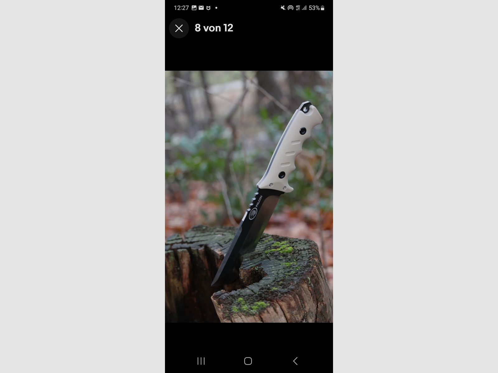 Couteau de plein tang de haute qualité pour l'extérieur, incluant un étui en cuir et une pierre à feu de 28 cm