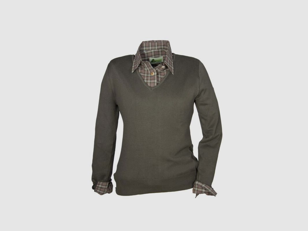 Hubertus Ladies V-Pullover dunkeloliv