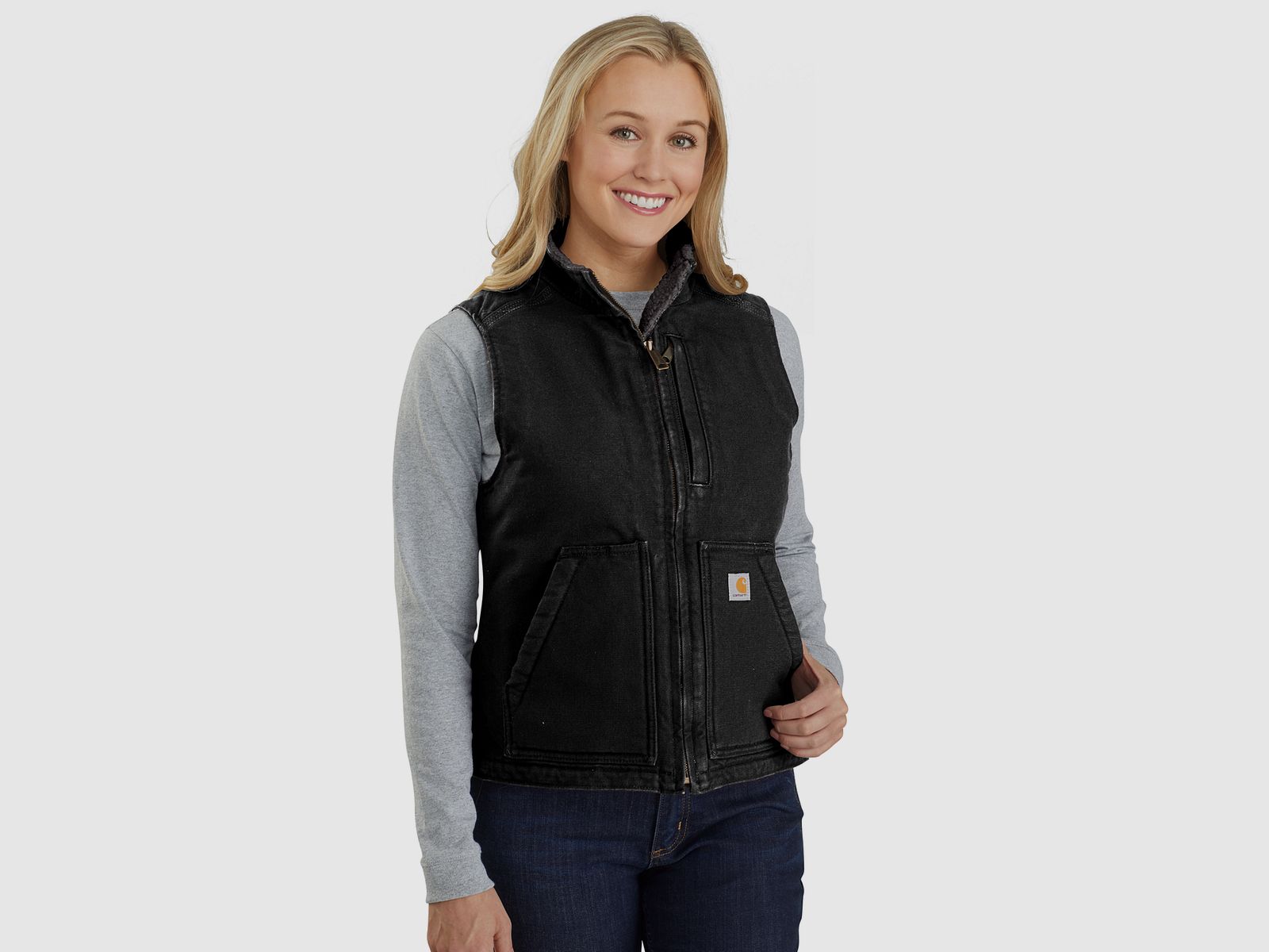 Carhartt Sherpa-gefütterte Weste, Damen, Black, XS