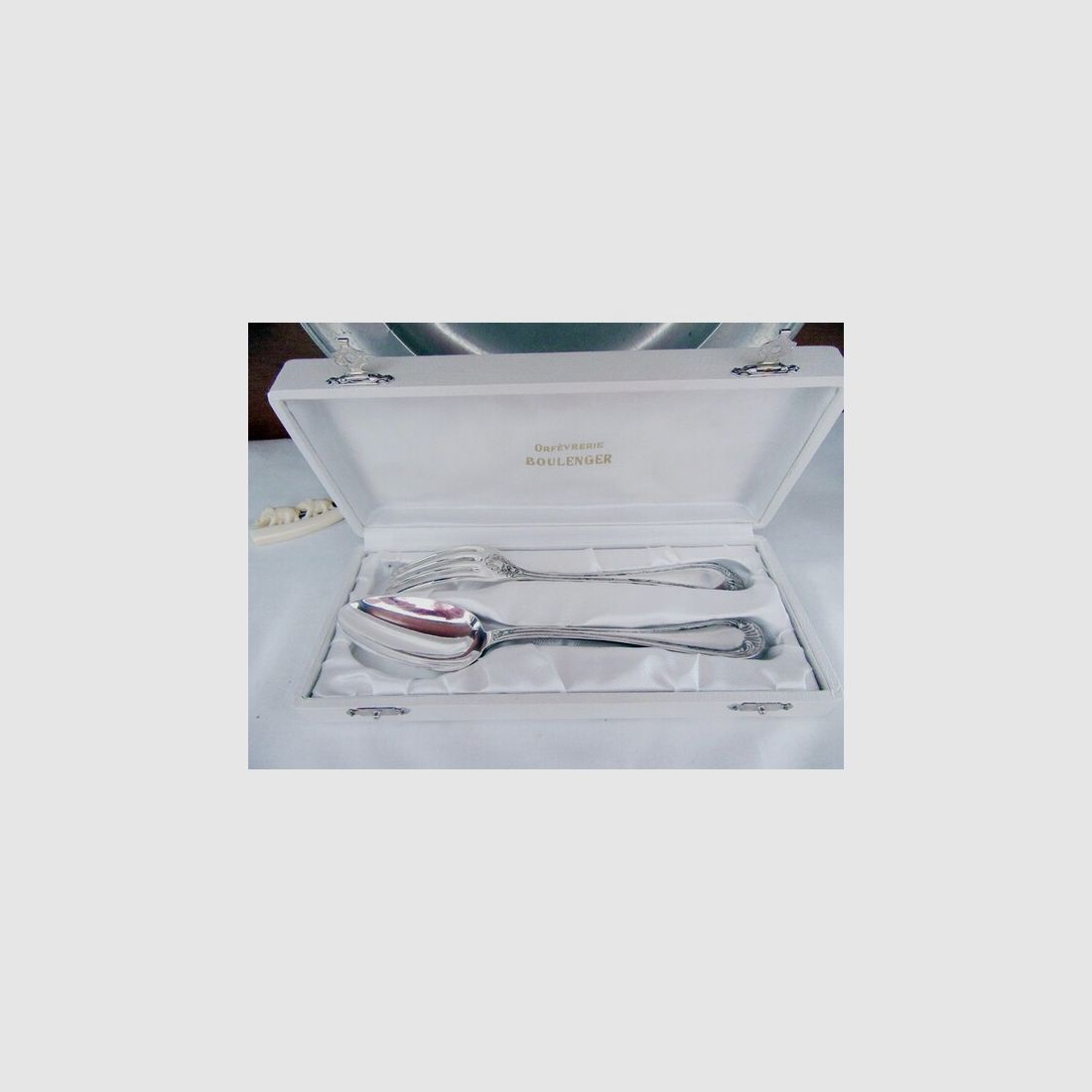 Silber Gabel Löffel Set Boulenger Antik Paris Muschel Art Deco