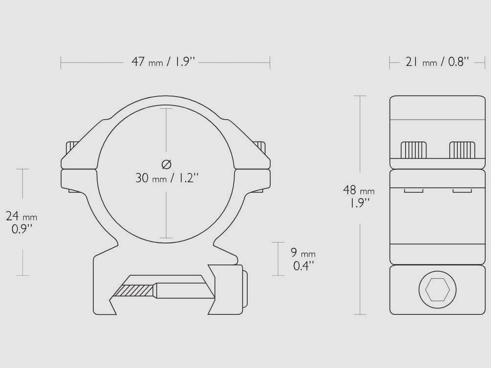 Hawke Match Festmontage aus Aluminium Weaver 30mm zweiteilig Medium, Bild 2 von 2