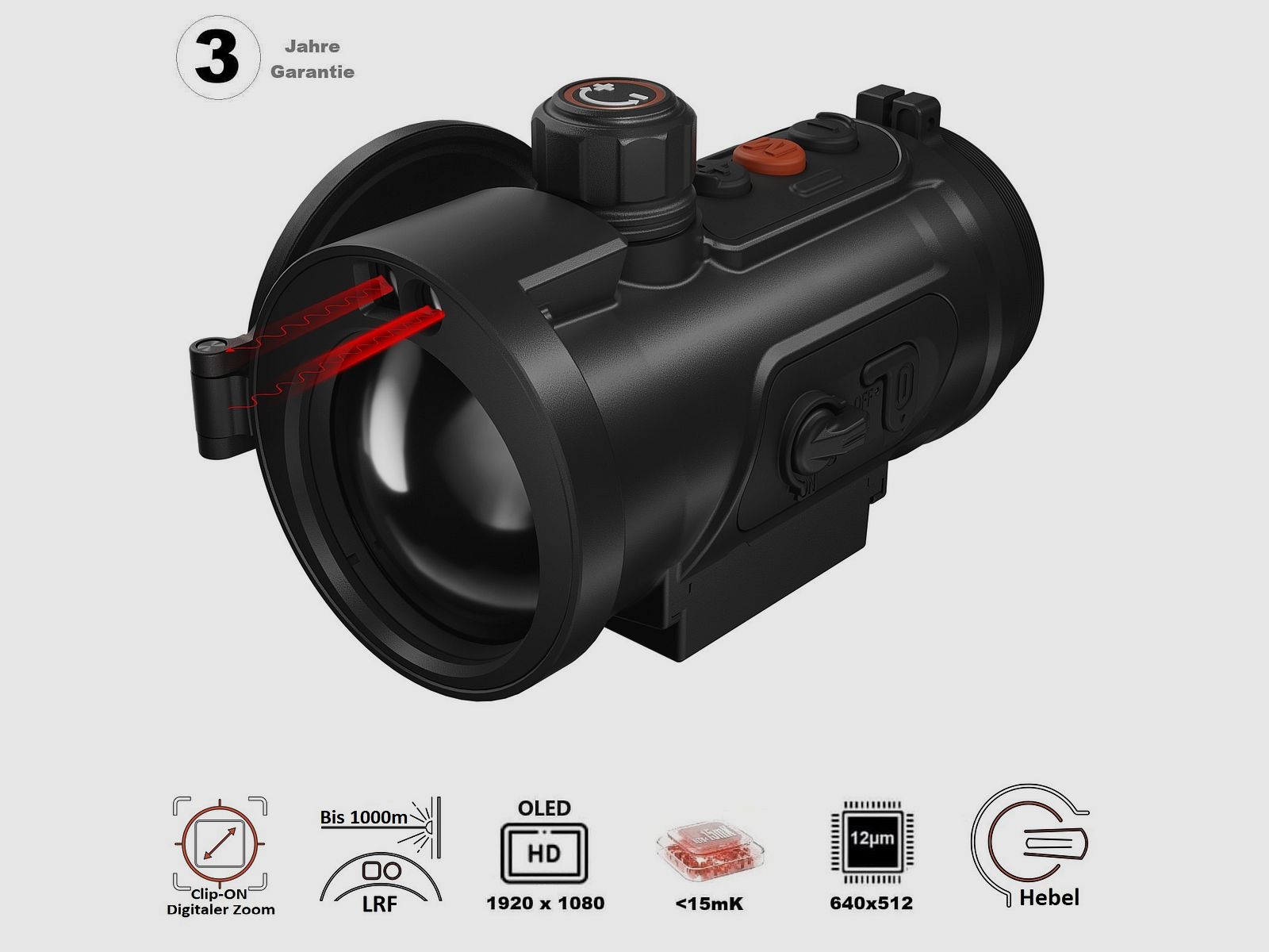 ThermTec Hunt 650L Pro Wärmebild-Vorsatzgerät mit LRF