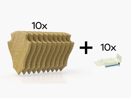 10 x trophy shield for roe deer 19x12cm light (oak 2)