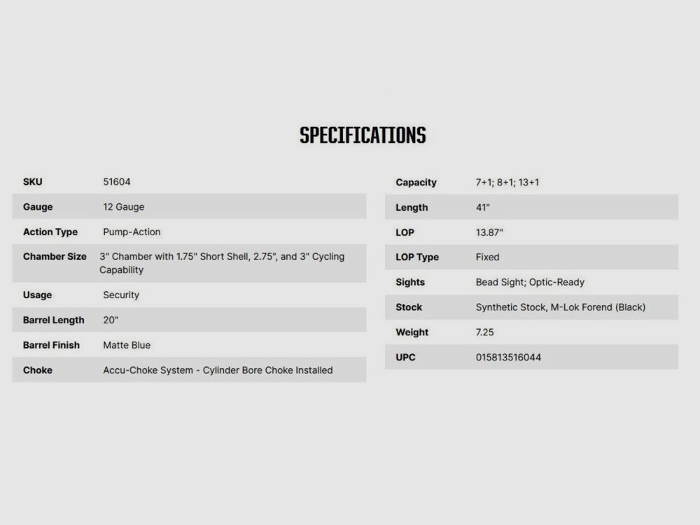 Mossberg 590S Optic-Ready 20" (20 pollici) Nero 12/76