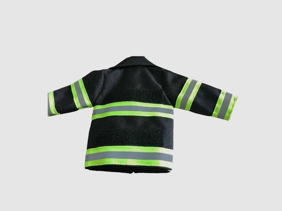 Mini Feuerwehr Jacke mit Reflektorstreifen für Bierflasche / Weinflasche / Thermosflasche