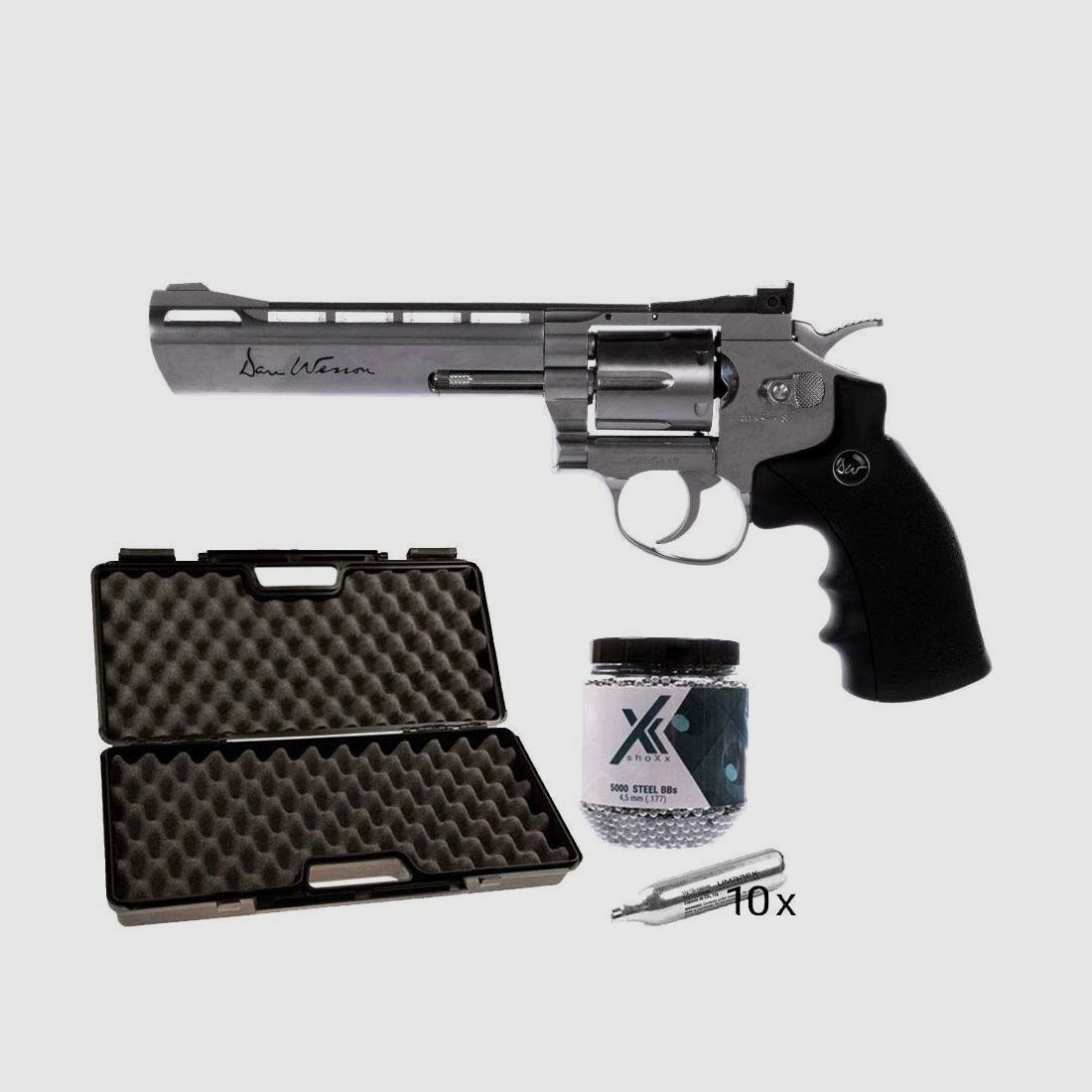 Dan Wesson 6 calowy rewolwer CO2 4,5 mm zestaw walizkowy