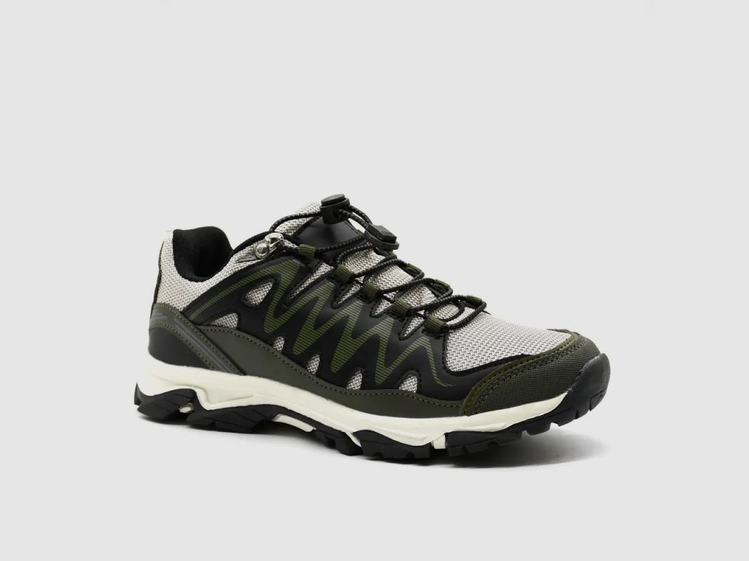 Sneakers miste in tessuto e PU kaki, nere e beige, taglie dalla 36 alla 46, immagine 2 di 11