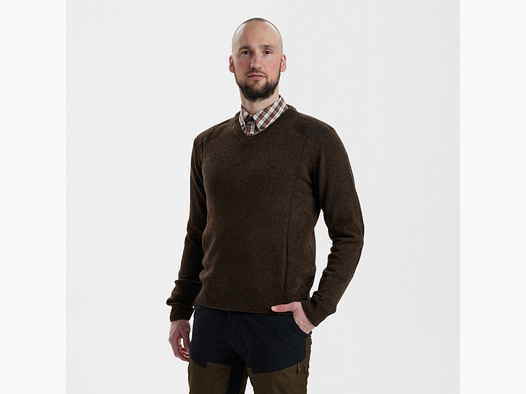 Pull Sheffield avec col en V - Dark Elm - Taille : L