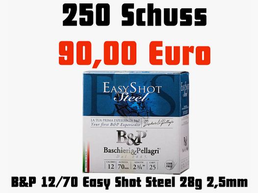 Baschieri&Pellagri Easy Shot Steel 2,5mm 28g 250 schoten loodvrij zacht staal