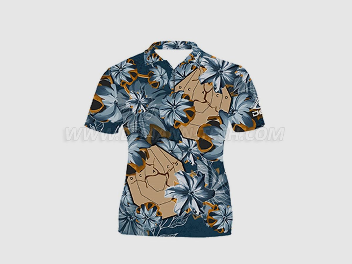 DED Blue Bullet Floral IPSC Ziel T-Shirt, Größe: 3XL, Benutzerdefinierter Name: Kein Name, Kleidungstyp: Damen, Bild 3 von 3