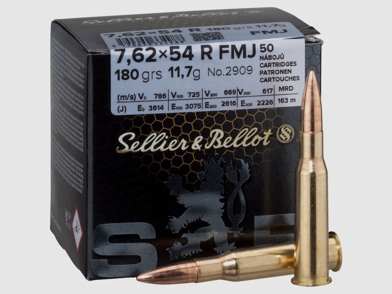 Sellier & Bellot FMJ 180grs. 7.62x54R, image 2 of 2