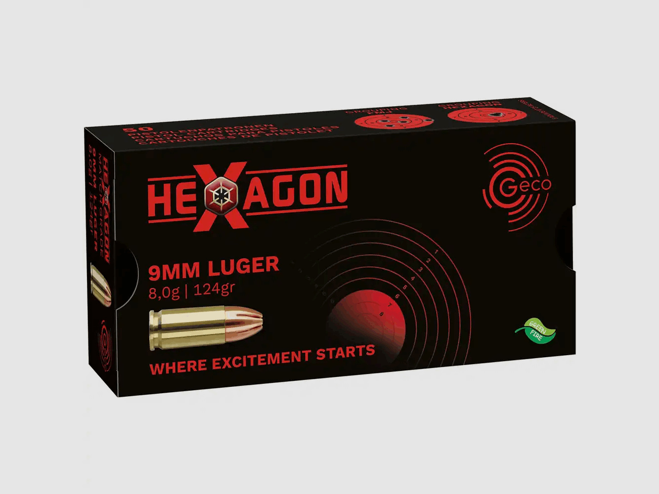 GECO 9mm Luger 124grs Hexagon 50 rounds