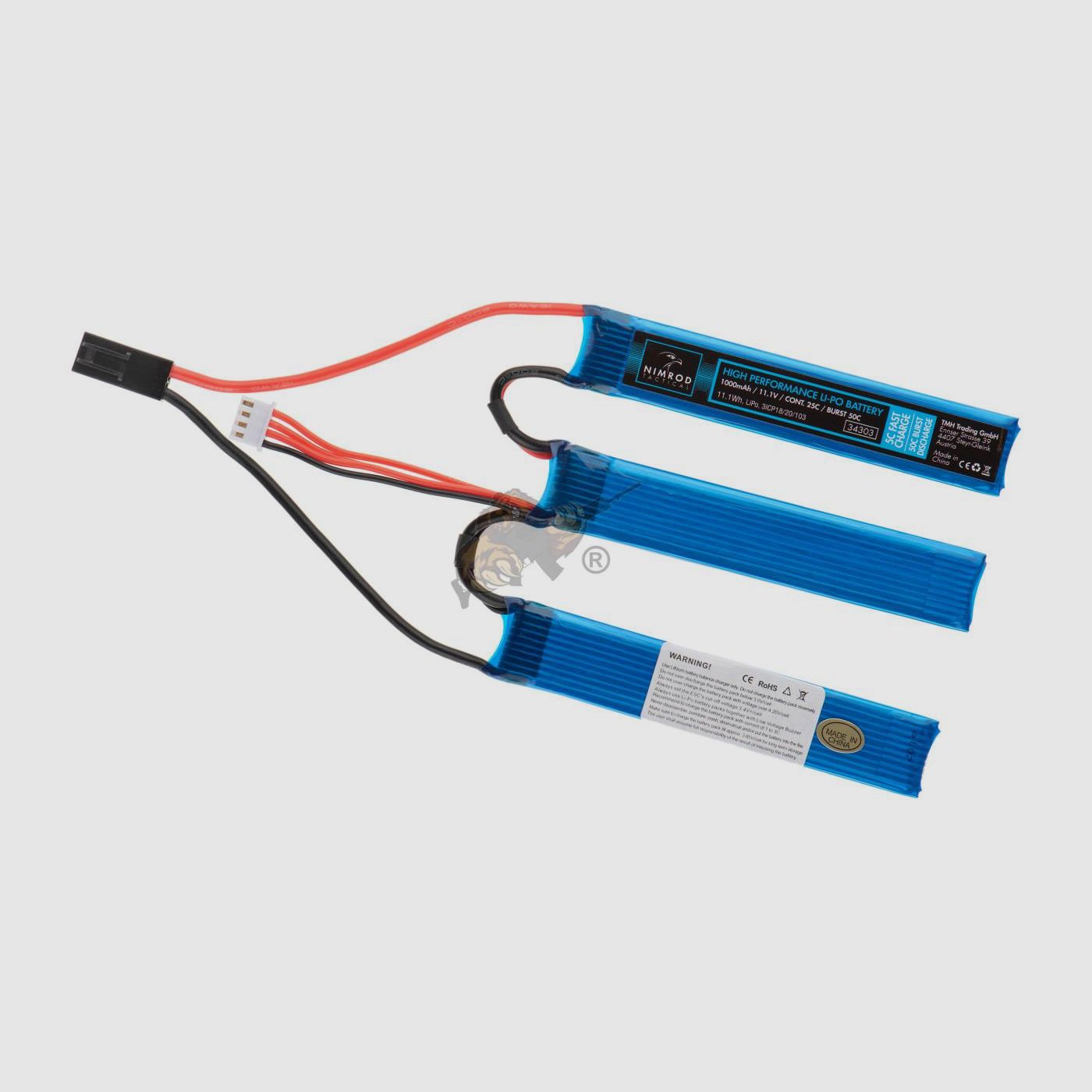 Nimrod Airsoft LiPo Akku 11.1V 1000mAh, 25C dreiteilig - Mini Tamiya