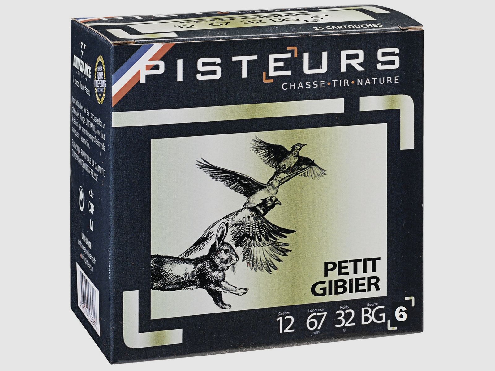PATRONEN FÜR JAGD KLEINWILD Kal. 12/67 Nr. 6 32 g FETTSTOPF BTE 25