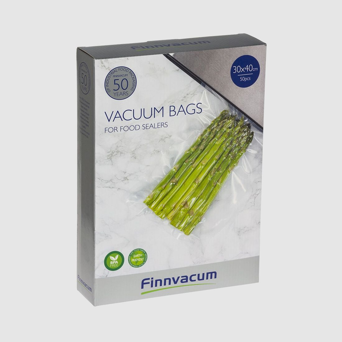 Sacchetti per aspirapolvere Finnvacum 30x40 cm, confezione da 50, rigati