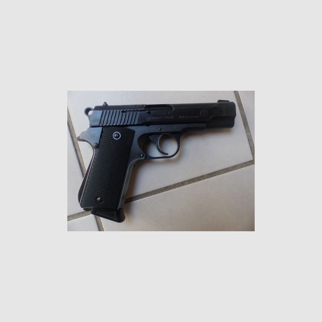 ERMA EGP 459 ähnlich Colt Officer’s ACP (1911 Kompakt) Cal. 9mm PAK mit Ovp, Anleitung, Abschussbecher & Bürste sagenhafter Zustand aus Sammlung