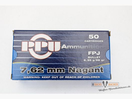 PPU Privi Partizan 7,62mm Nagant 6,35g/98gr FPJ Vollmantel 50 Schuß
