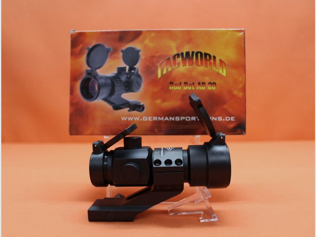 GSG German Sport Guns Tacworld Red Dot AD-30 Leuchtpunktvisier incl. Ringmontage f. Weaver-/Picatinnyprofil, Flip-Covers