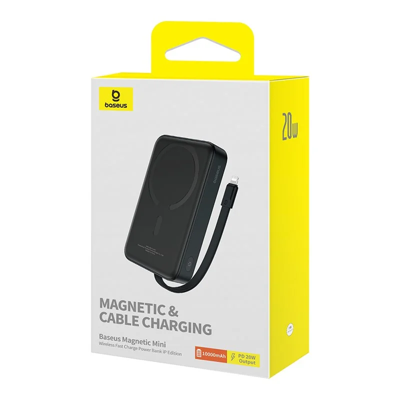 Baseus Magnetic Mini Air Wireless Power Bank 10000 mAh 20 W + Lightning cable (black), image 14 of 16