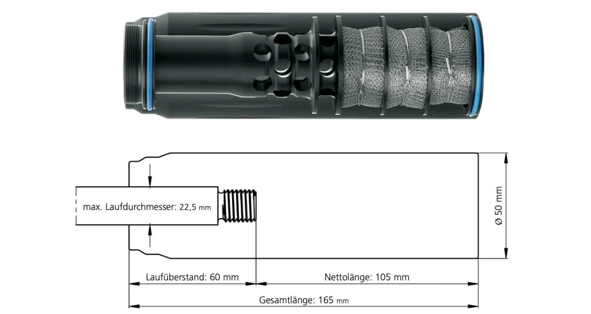 Sound moderator SOB3D M14x1 .30 Recknagel ERA?SILENCER (civilian)