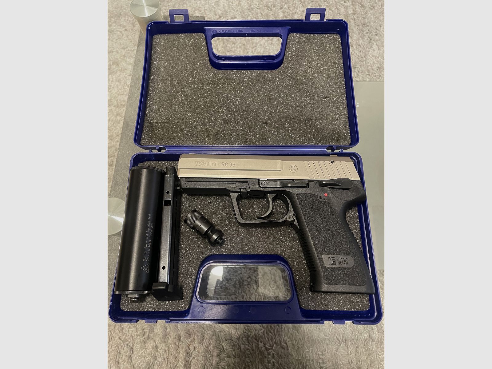 Röhm RG96 Nickel 2x Magazine+Schalldämpfer 