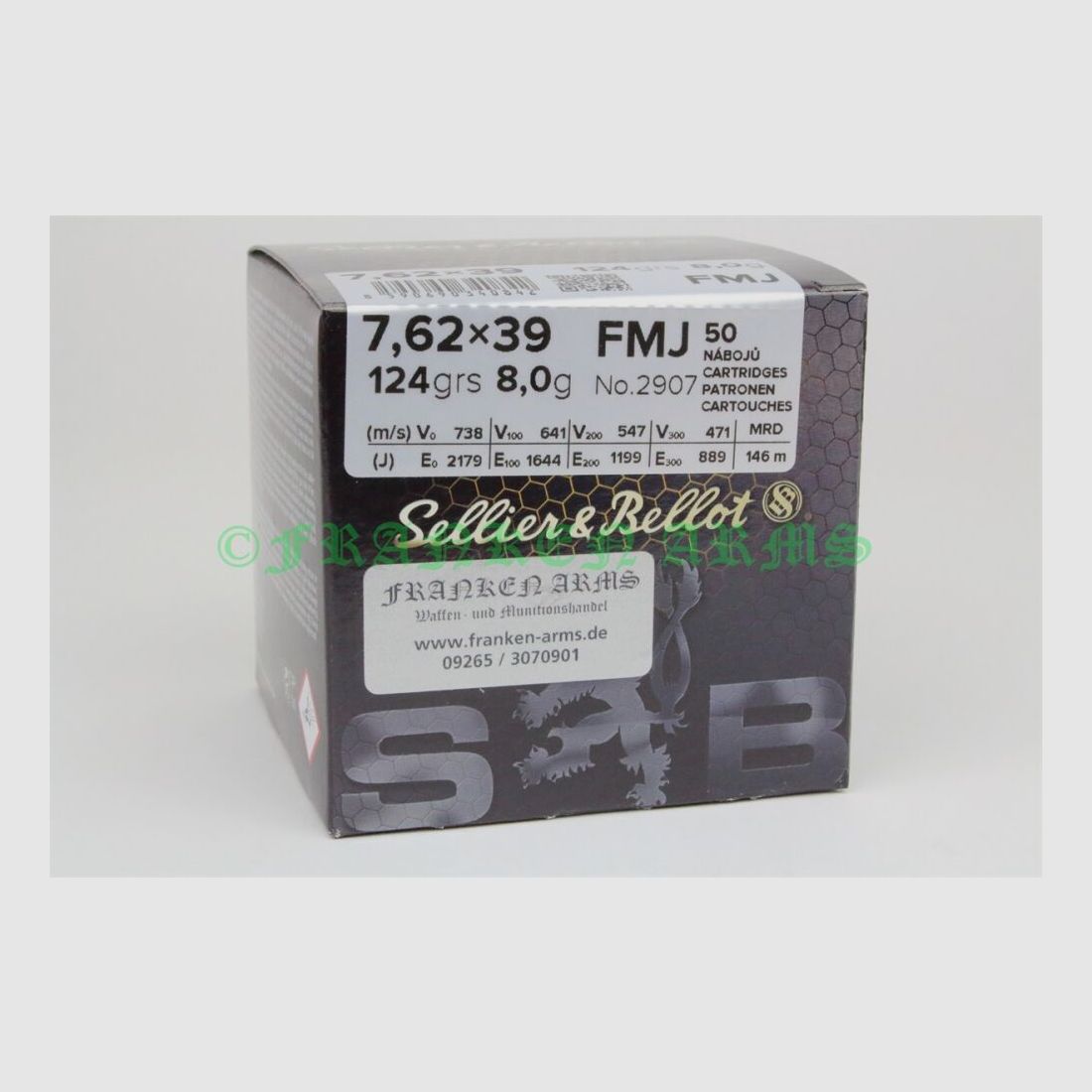 Sellier&Bellot 7.62x39 FMJ 124gr. 8.0g 50 pieces