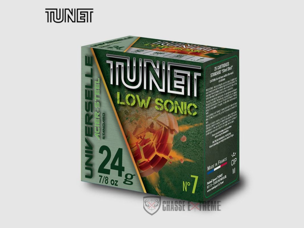 25 Cartucce TUNET Lowsonic Acciaio 24Gr Cal 12/70 Pb 7