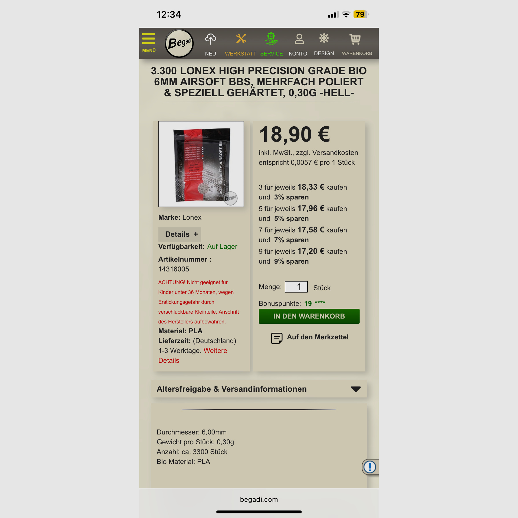 Lonex (Begadi) 0,30g Bio BBs 3.300 Schuss