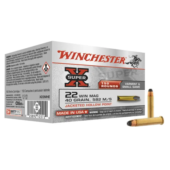 Winchester Patrone Kaliber 22 Magnum Super X Hohlspitze, Bild 1 von 8