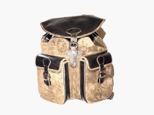Sac à Dos de Chasse en Cuir Véritable avec Poches Latérales Claires