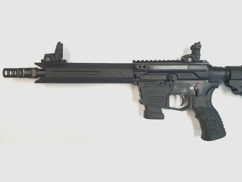 GWMH AG Semi-Automatisch Geweer GWMH SPC-SPORTER A4 10" (SWISS PISTOL CARBINE) ZWART Kal..45ACP AR15 Glock Magazine