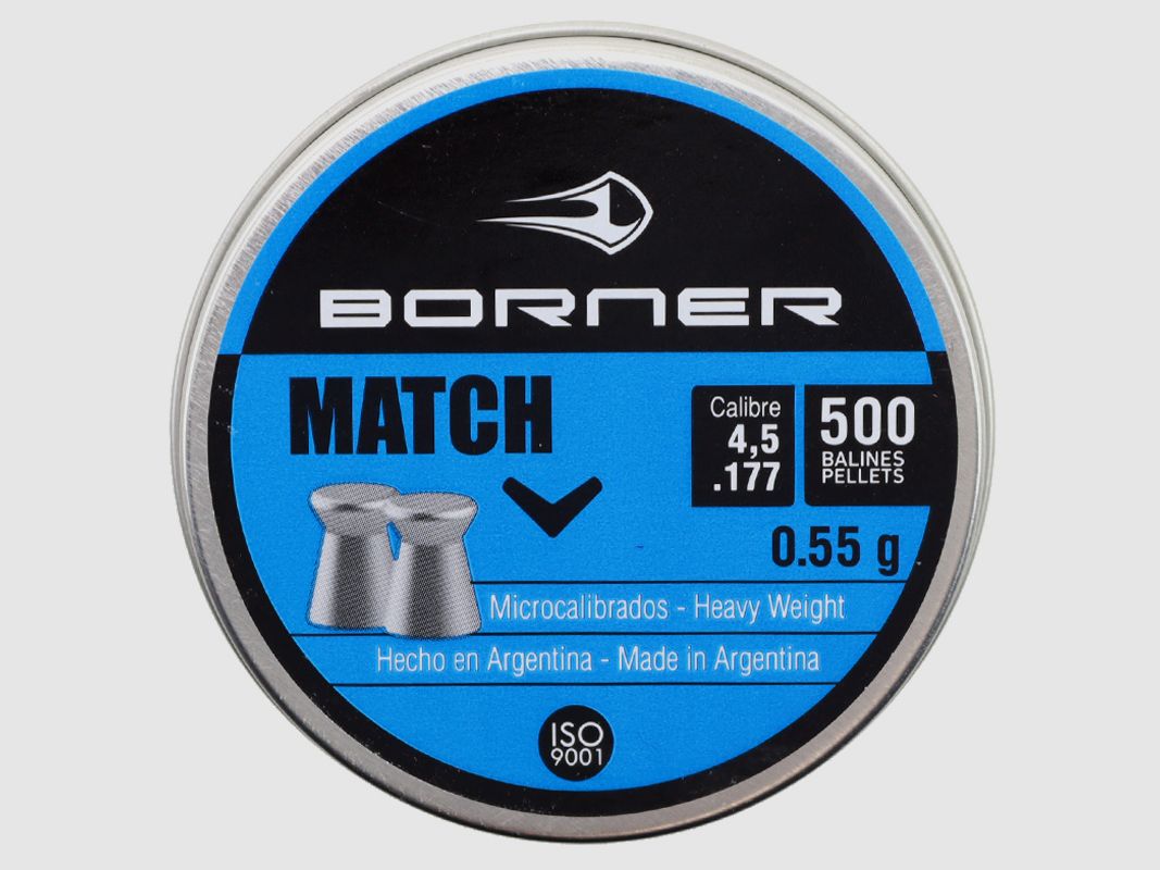 Borner Match pallini a testa piatta lisci cal. 4,5 mm 500 pezzi