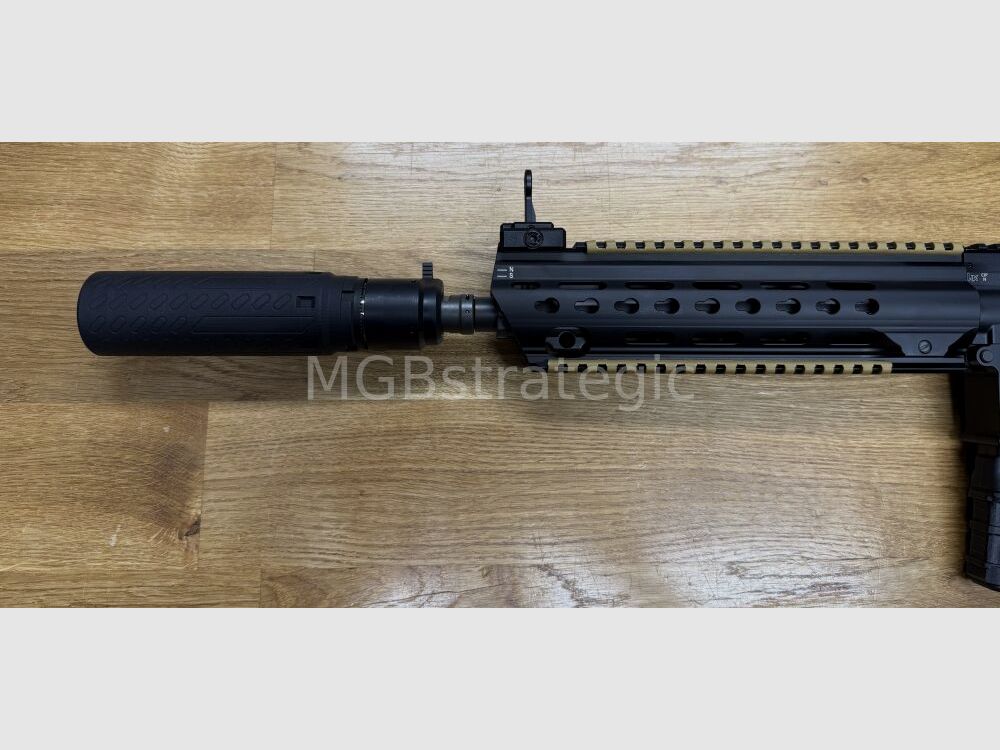 Heckler & Koch MR223 A3 Slim-Line 11" Lauf - halbautom. Büchse .223Rem MGBs Sondermodell black/RAL Edition inkl. Schalldämpfer B&T AG Print X RBS I Compact QDN 223 FDE - flow through - zivile Version HK416 / G95K / G38 G95A1 / G95KA1 / mit Upgrades
