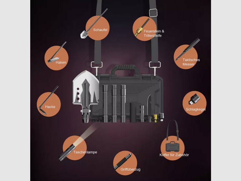Tactische overlevingsschep set 13 in 1