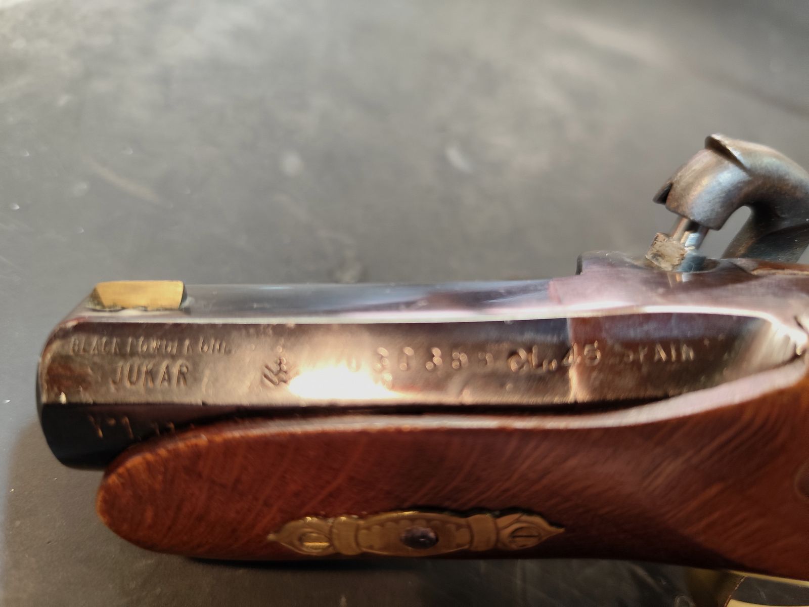 Front-loading pistol percussion Derringer .45 + .41 black powder